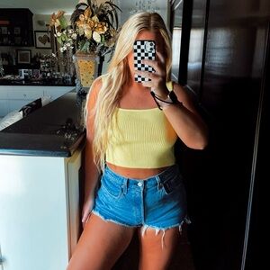 Yellow knit tank top